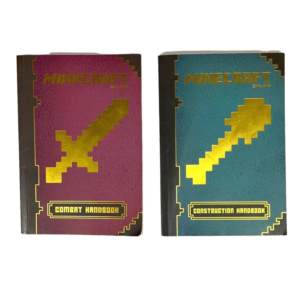 Minecraft Lot of 2 Combat and Construction Handbooks Mojang Soft Cover‎